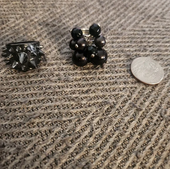 Rings Black Spiked Ring and Beaded - Picture 2 of 8